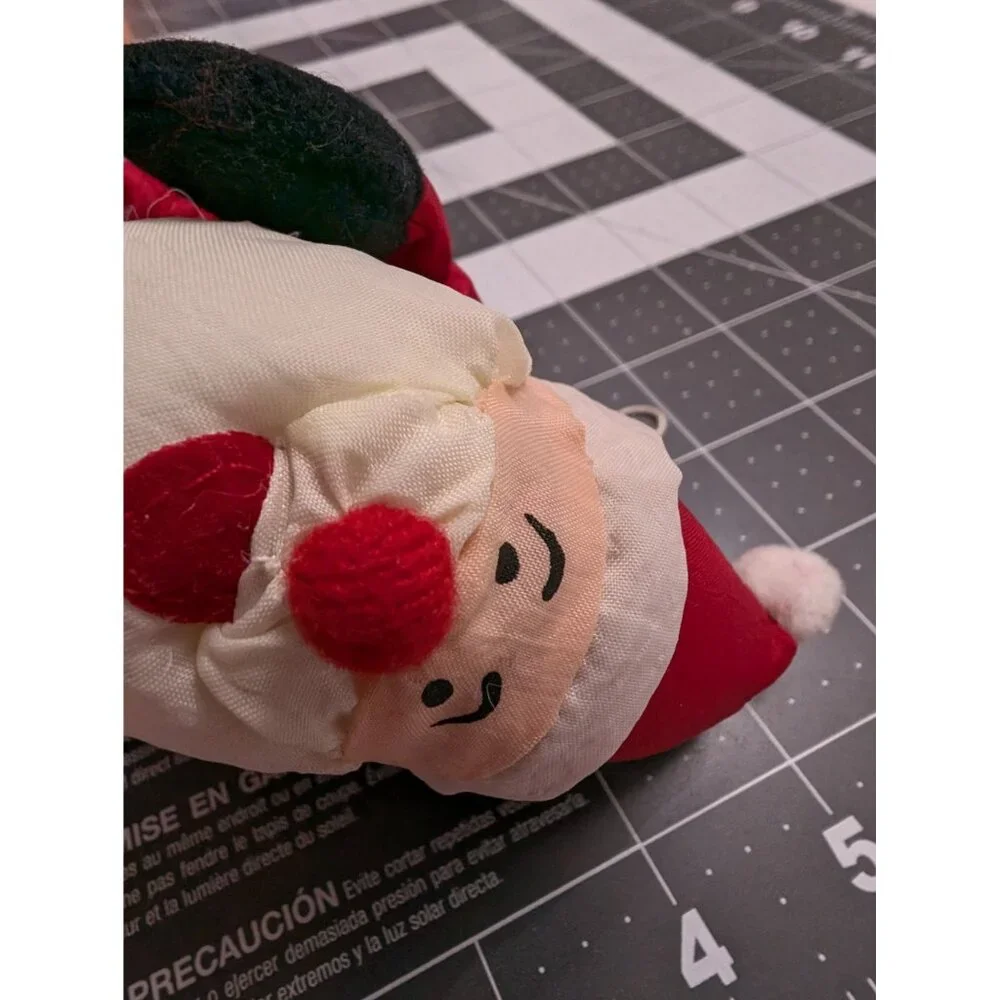 Tom Wat nylon santa ornament stuffed 4 inch‎ Holiday Christmas vintage Rare Find